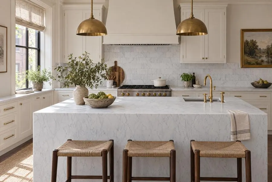 Alba Bianca marble kitchen
