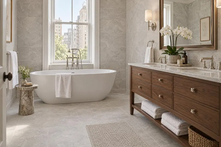 Ancona Grigio marble bathroom