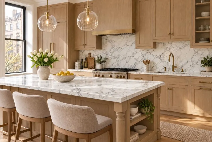 Arabescato Altissimo marble kitchen