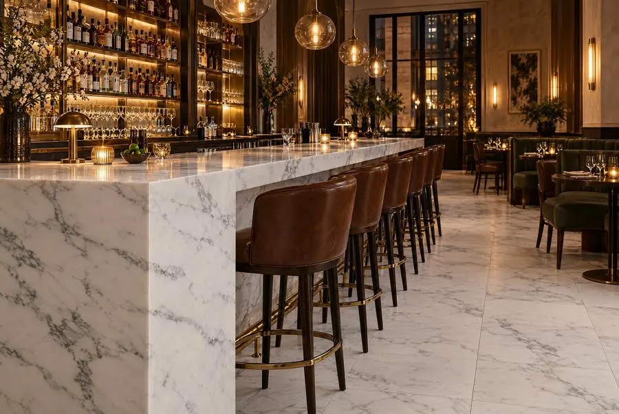 Arabescato marble bar