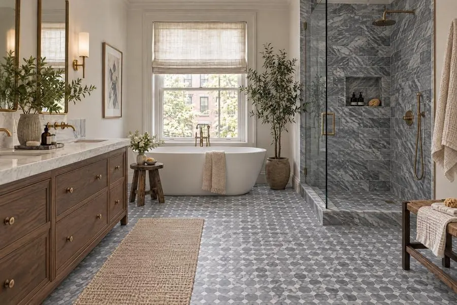 Bardiglio marble bathroom