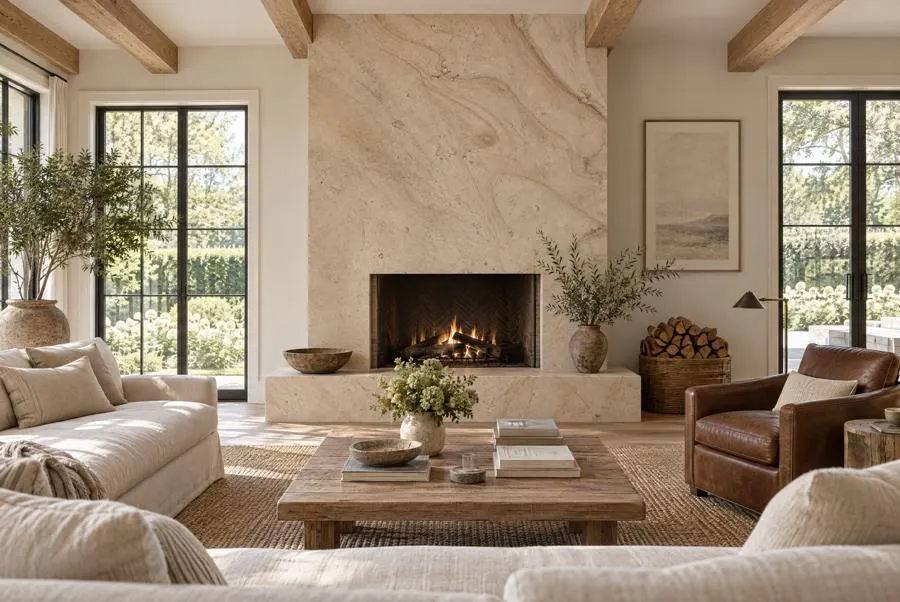 Beaumaniere limestone living room