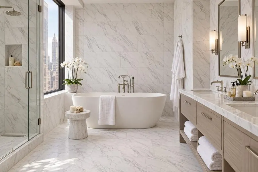 Bianco Angela marble bathroom