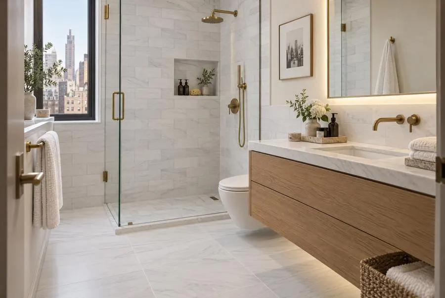 Bianco Dolomite marble bathroom
