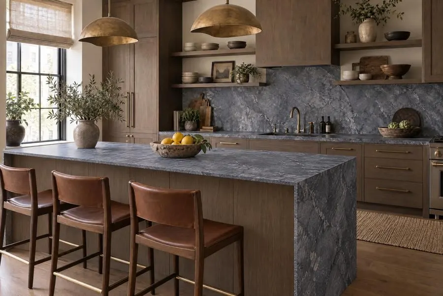 Black Tempesta marble kitchen