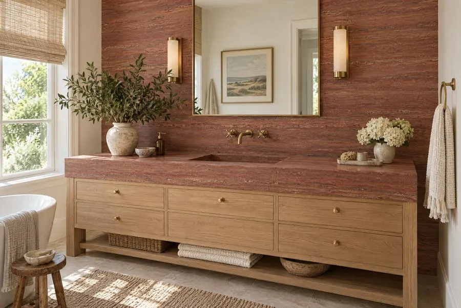 Bordeaux travertine bathroom