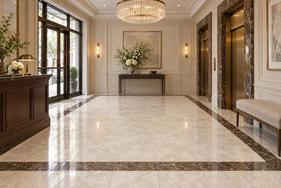 Botticino Fiorito marble lobby