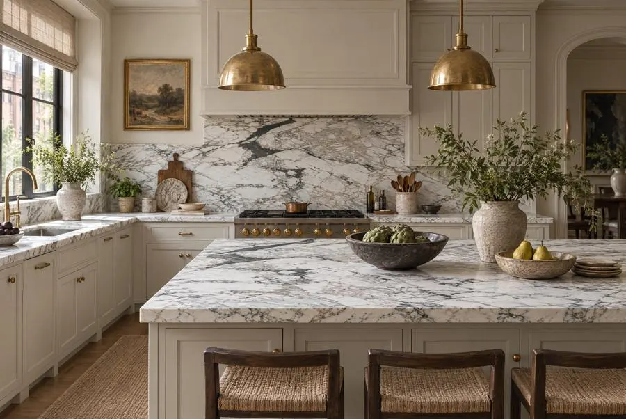 Calacatta Aurea marble kitchen
