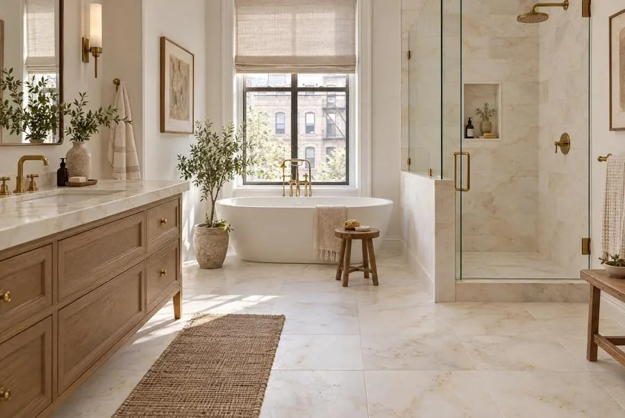 Calacatta Cremo marble bathroom