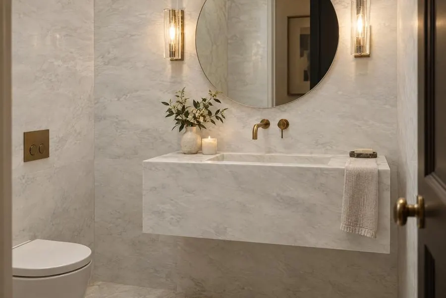 Calacatta Dolomite marble powder room