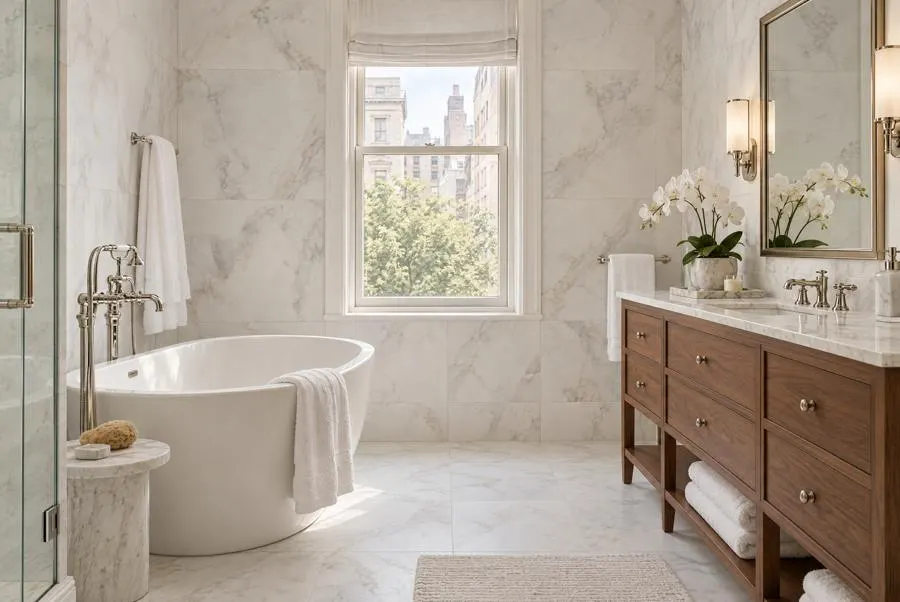 Calacatta Olivia marble bathroom