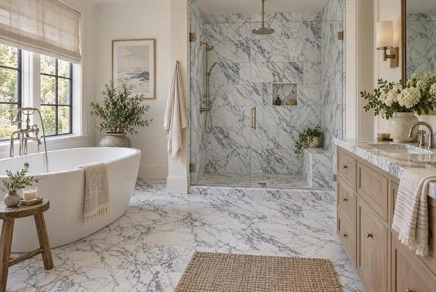 Calacatta Vagli marble bathroom