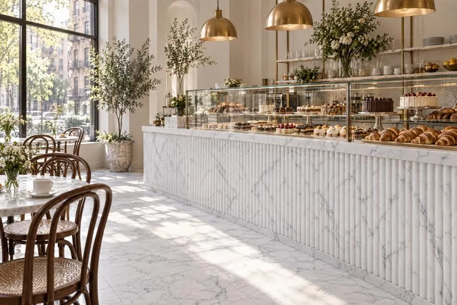 Carrara marble bar