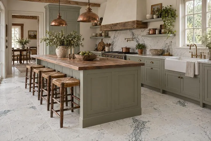 Cipollino Cremo marble kitchen