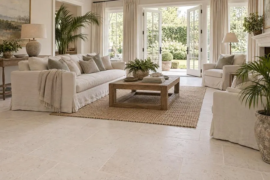 Claire limestone living room