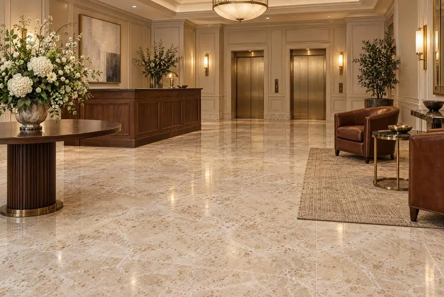 Crema Cappuccino marble lobby