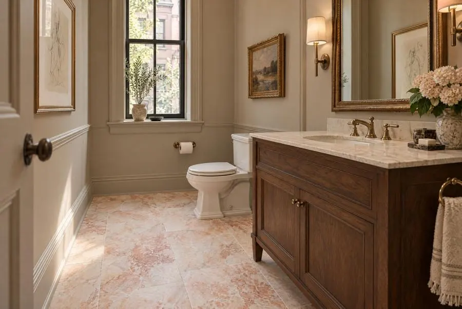 Dolce Rosa marble powder room