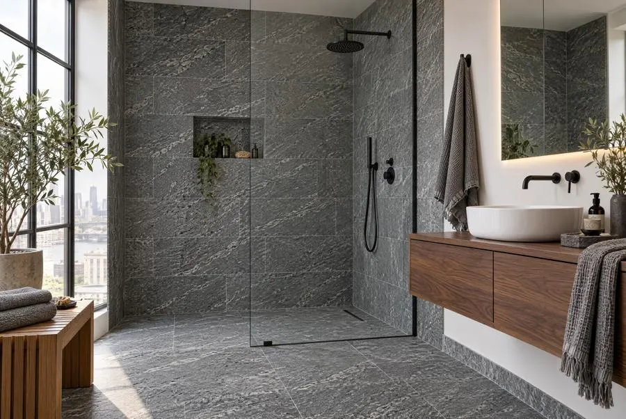 Dolomite Grafite quartzite bathroom