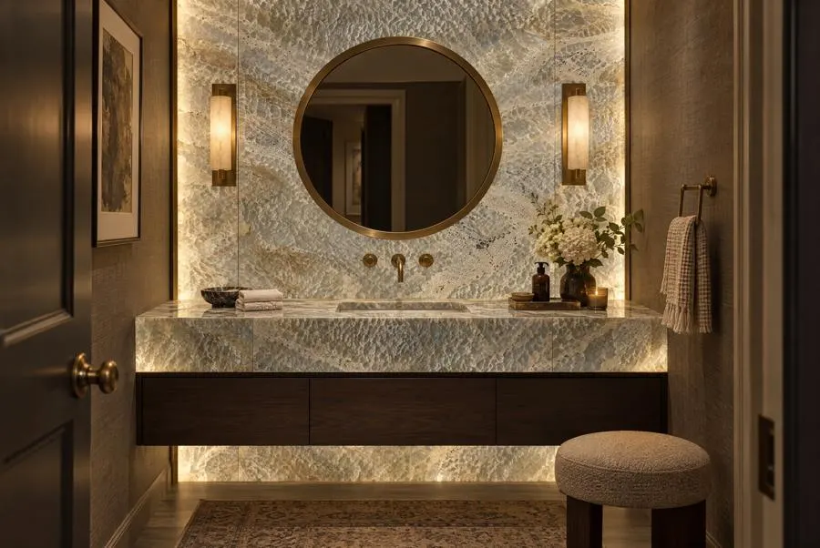 Dove Onyx onyx powder room
