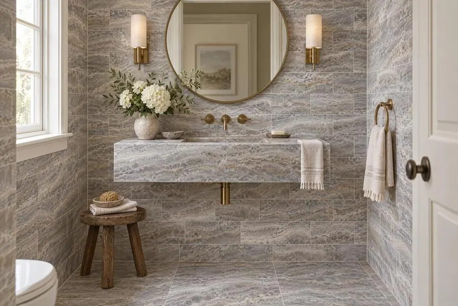 Dover Grey Onyx onyx powder room
