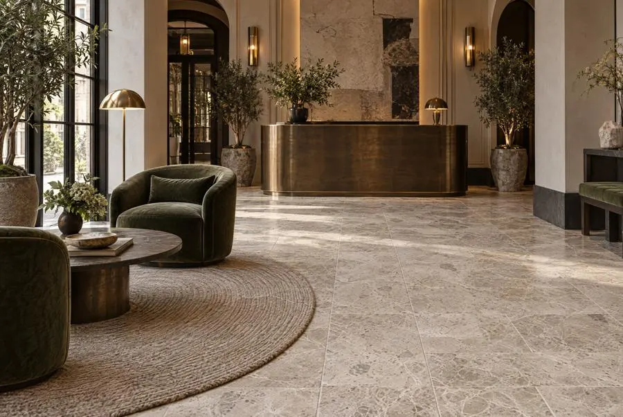 Emperador Light marble lobby
