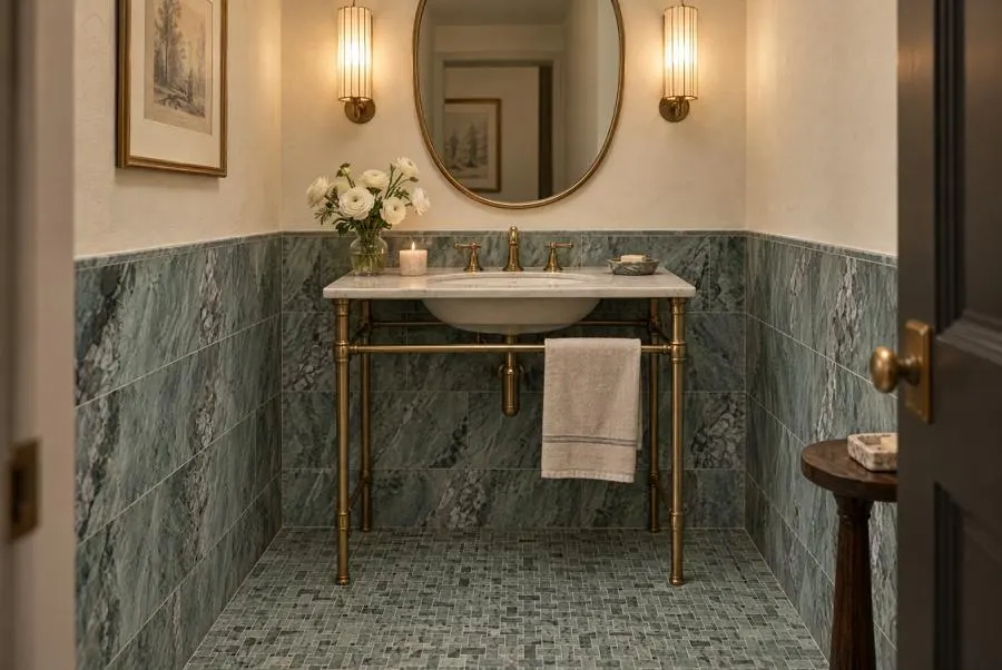 Giada Green marble powder room
