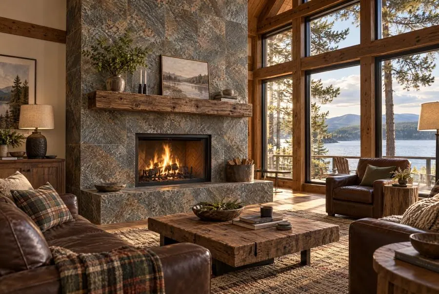 Gold Green quartzite living room