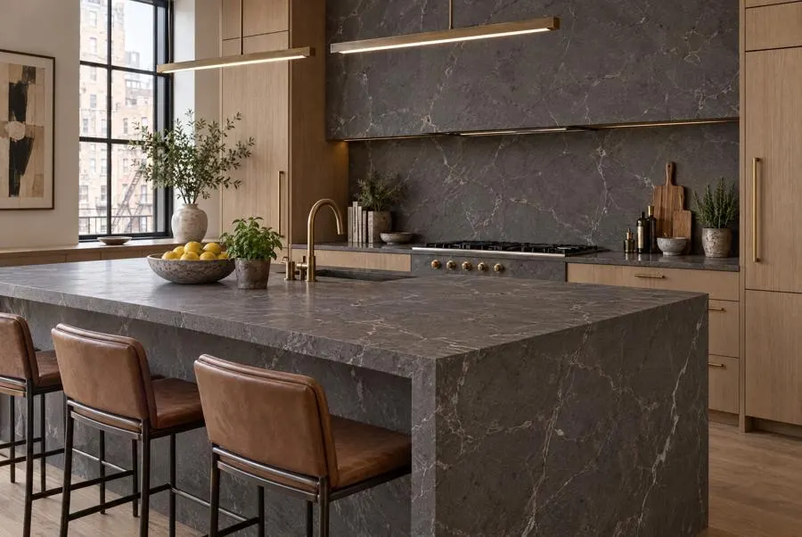 Graphite marble kitchen