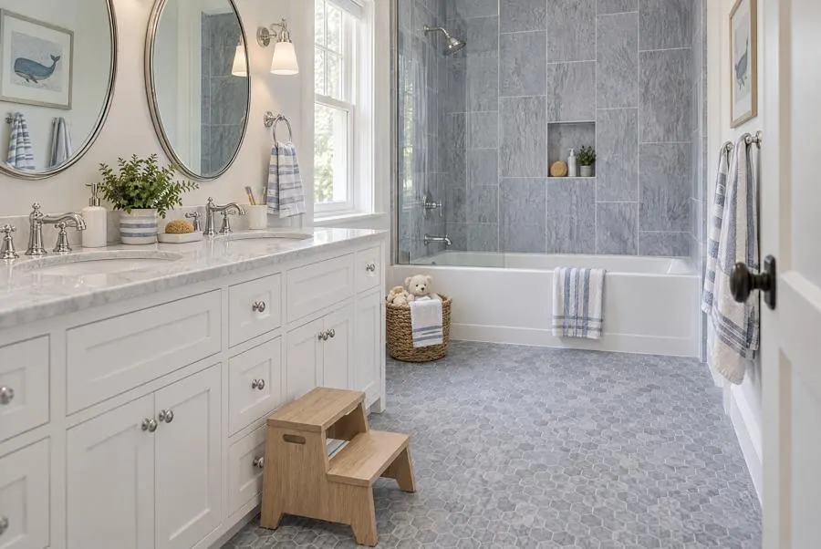 Haisa Blue marble bathroom