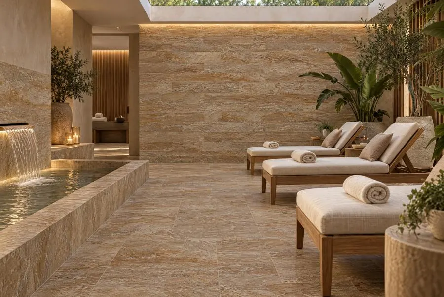 Kobe Brown travertine spa