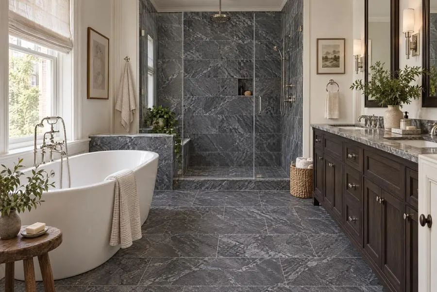 Lavinia Grey marble bathroom