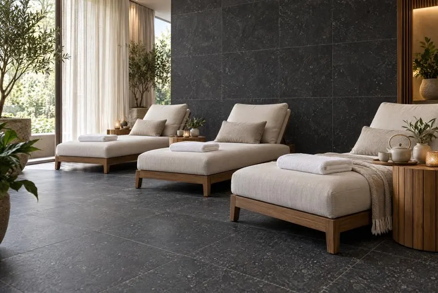 Mezzanotte Blue limestone spa