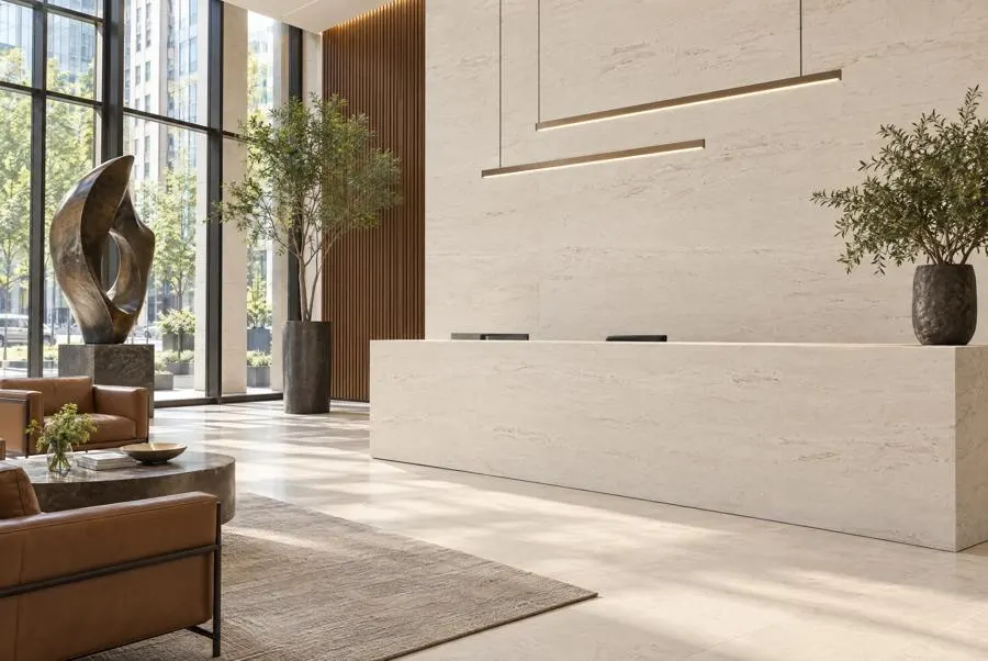Moca Cream limestone lobby