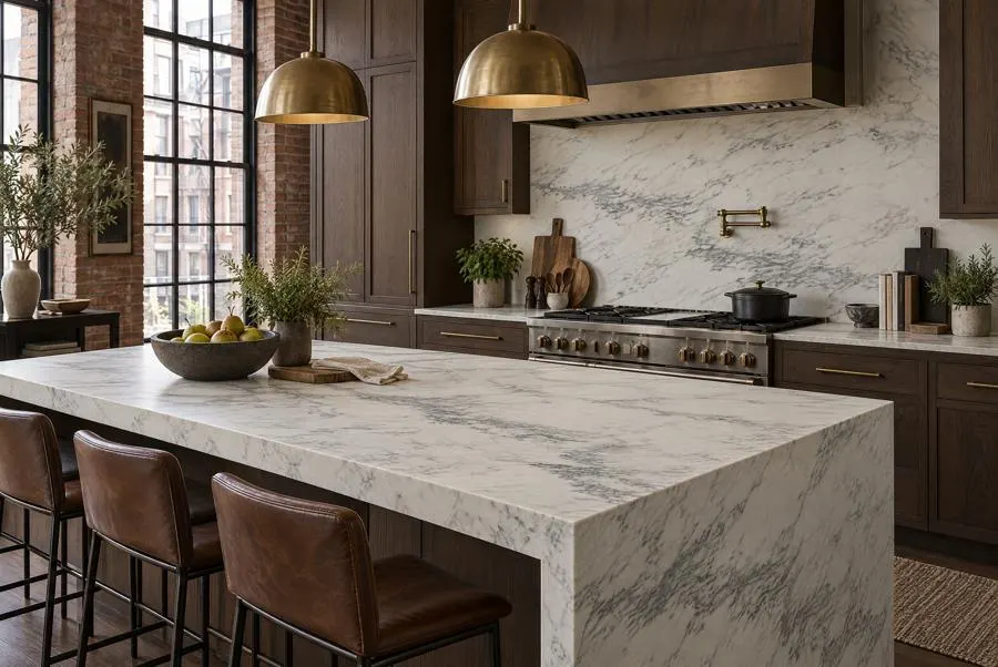 Mountain White marble kitchen