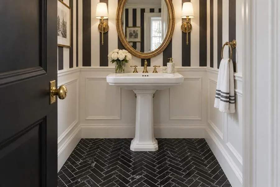 Nero Marquina marble floor