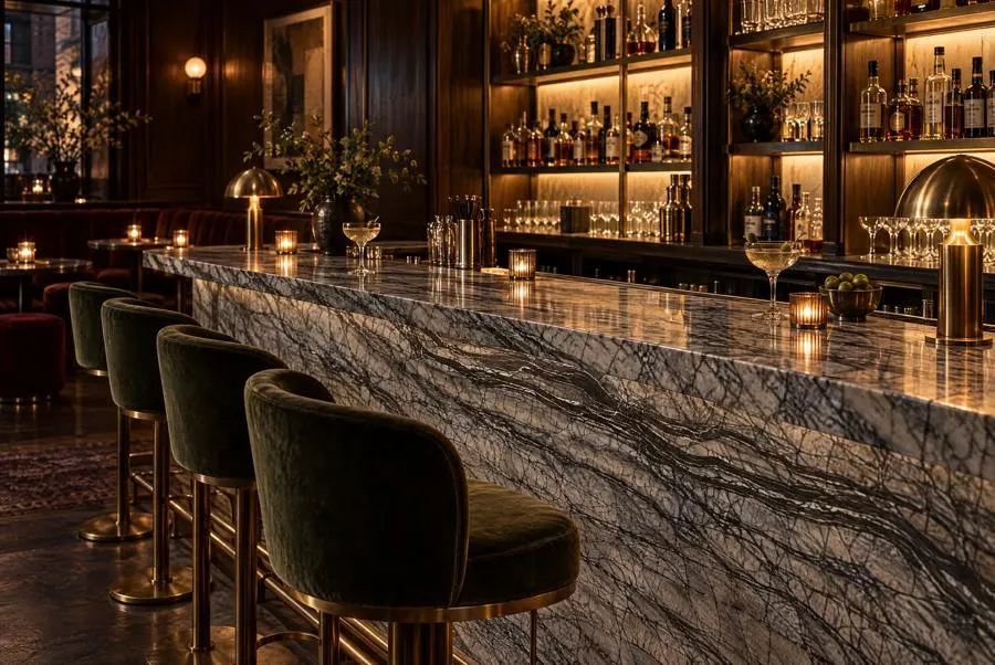 Nero Zebrino marble bar