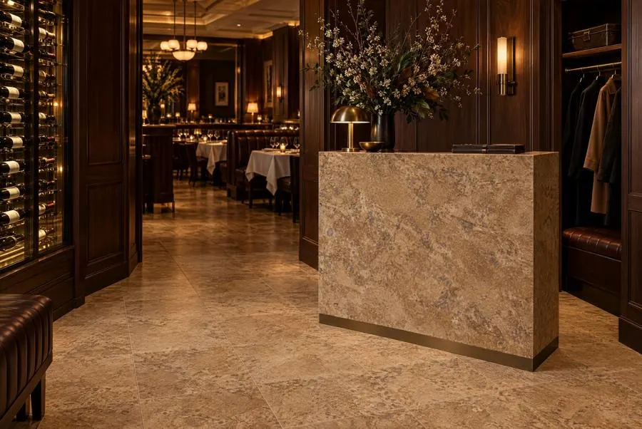 Noce travertine bar
