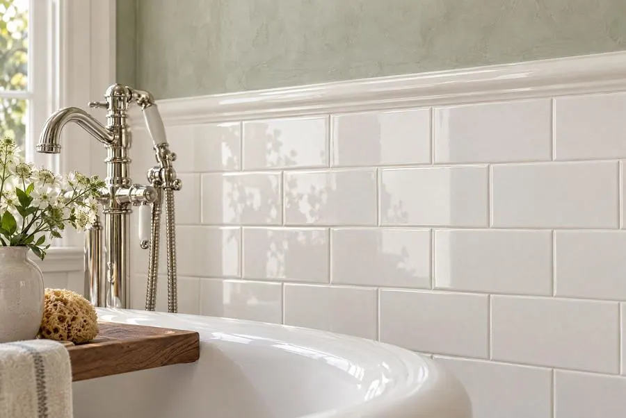 Bathroom in Crackle Ceramic Series, bone