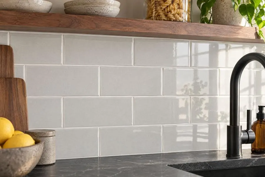 Kitchen in Crackle Ceramic Series, cadet gray