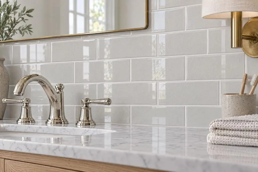 Bathroom in Crackle Ceramic Series, cadet gray