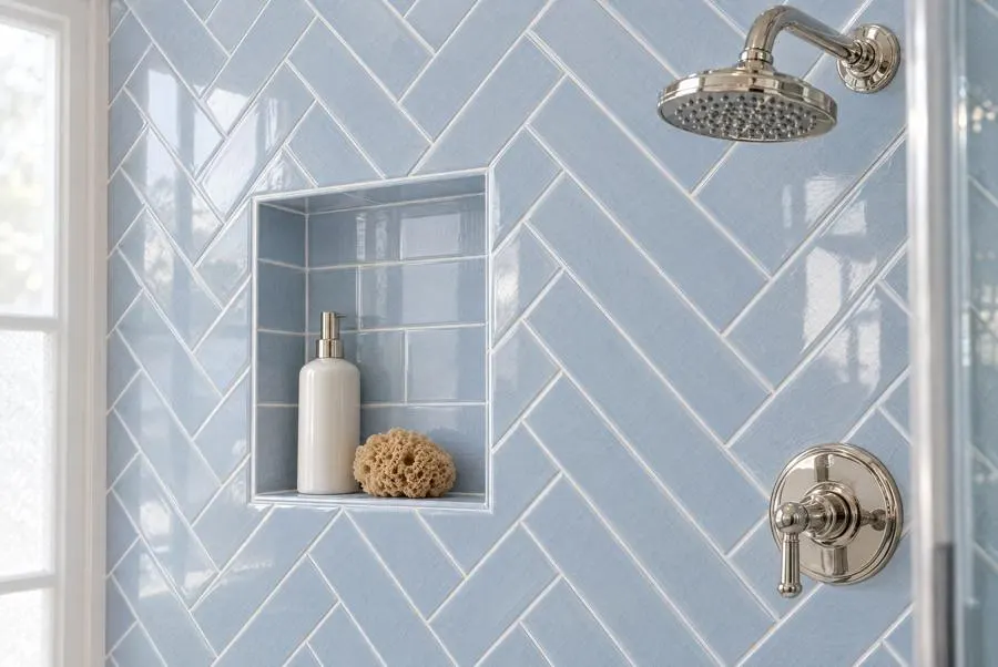 Bathroom in Crackle Ceramic Series, stellar blue