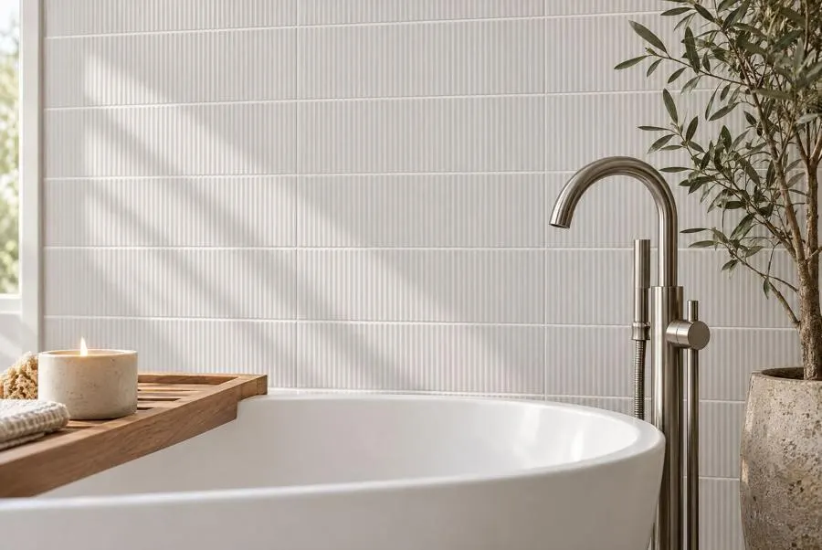 Bathroom in Linear Ridge, platinum, matte