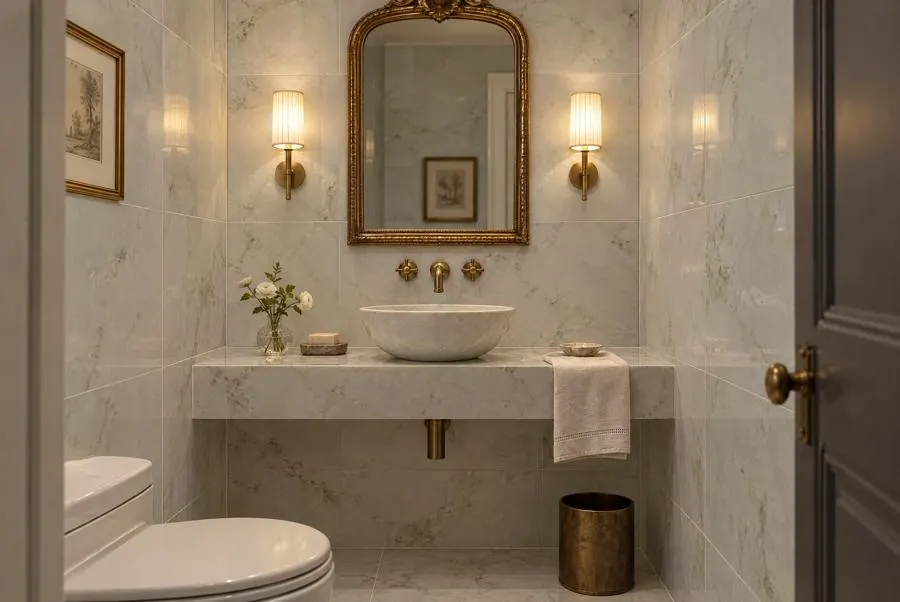 Paonazzetto marble powder room