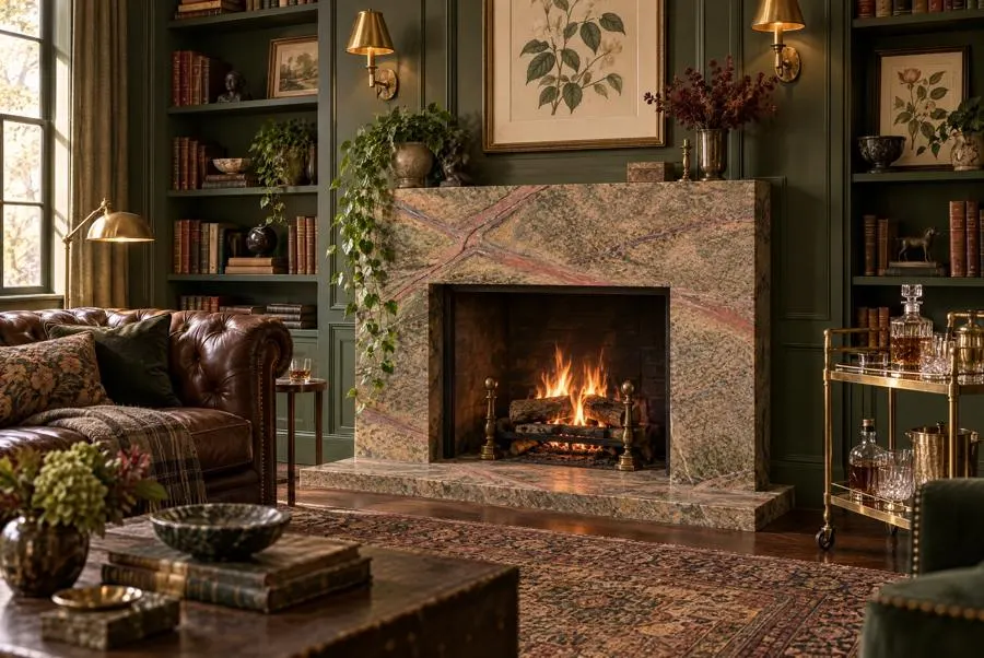 Rain Forest Green marble living room