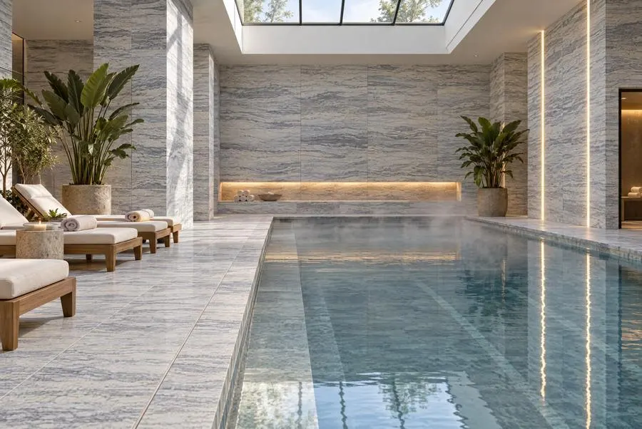 Silver White travertine spa