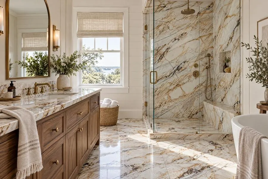 Spider Beige marble bathroom