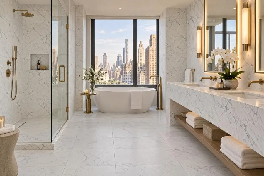 Statuario Colorado marble bathroom