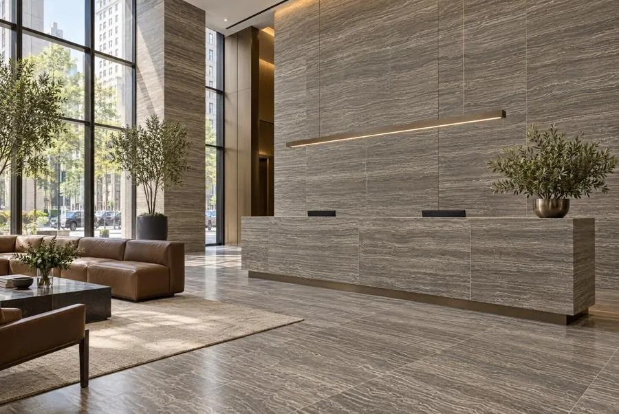 Titanium travertine lobby