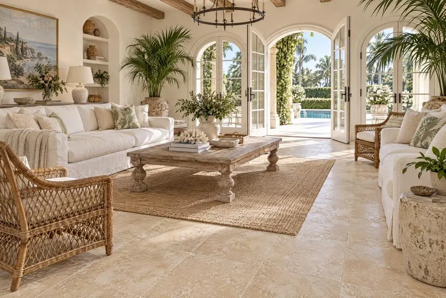 Valencia travertine living room