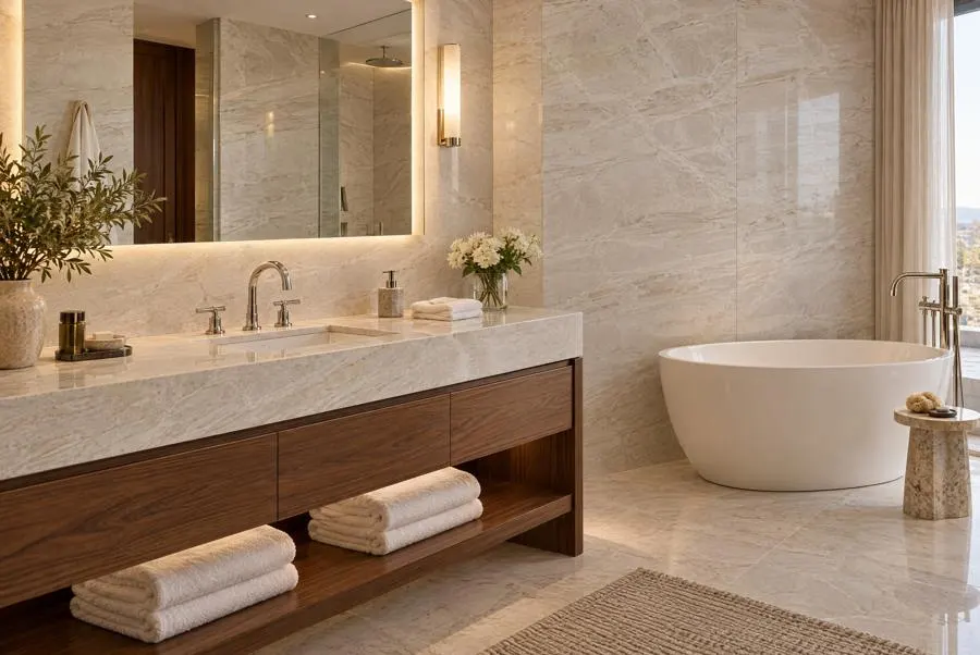 Vanilla Serpeggiante marble bathroom